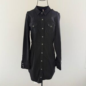 Black Button-Up Long Sleeve Dress